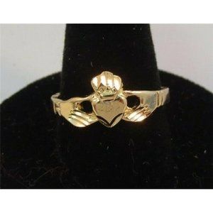 (Size 8) 14KT Gold EP Claddagh Irish Celtic Wedding Ring (Brand New)
